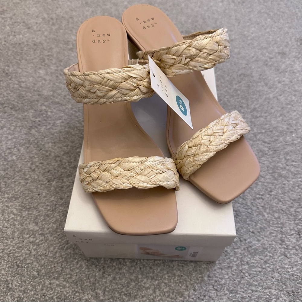 A New Day Tan Braided Slide Sandals